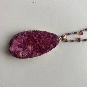 Handmade Purple Raw Gemstone Necklace
